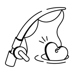 A hand drawn icon of love trap fishing rod 

