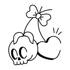 Doodle style icon of spooky fruit 

