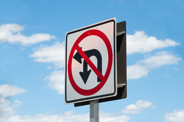 Do Not Turn Left Or U- Turn Left Traffic Road Sign