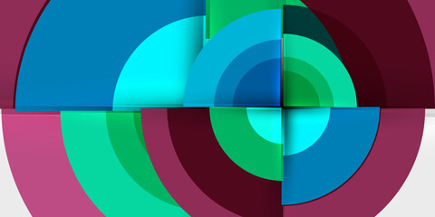 Obraz premium Circle and semi circle geometric background. Vector Illustration For Wallpaper, Banner, Background, Card, Book Illustration, landing page