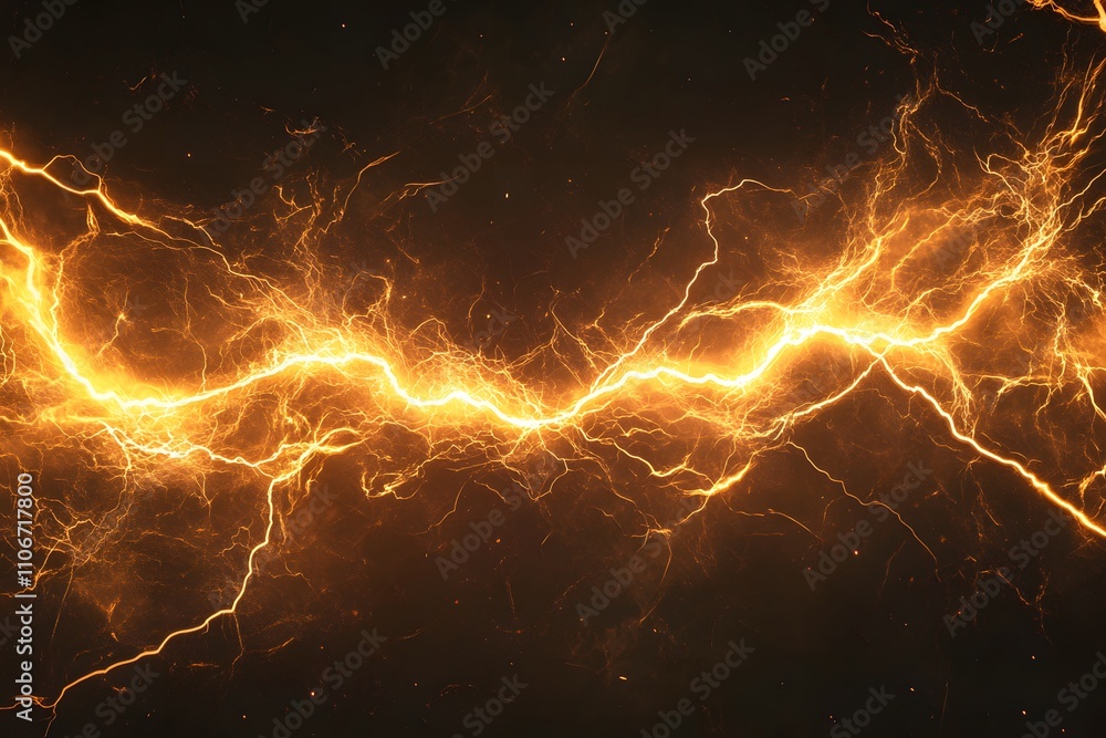 Poster a dynamic display of electric energy with vibrant lightning patterns against a dark background.