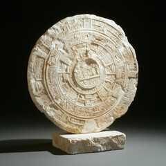 Obraz premium Exploring the ancient mayan calendar stone carving yucatan peninsula sculpture historical site close-up view cultural heritage insights