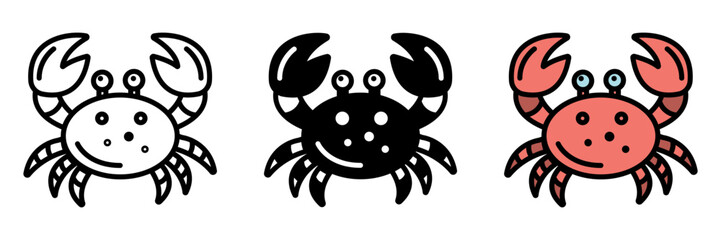 Crab icon is a crustacean with a hard shell and pincers, commonly found on beaches and coastal waters, known for its sideways walk.