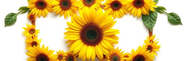 Obraz premium Sunflower frame with empty space in the middle, perfect for adding text or graphics, design, copy space