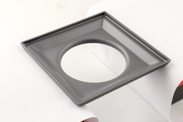 10x10cm Floor Drain Water Outlet with Filter for Underground Use – Isolated on White Background