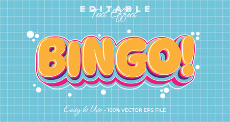 Bingo text effect, simple and trendy bold graphic style, editable text