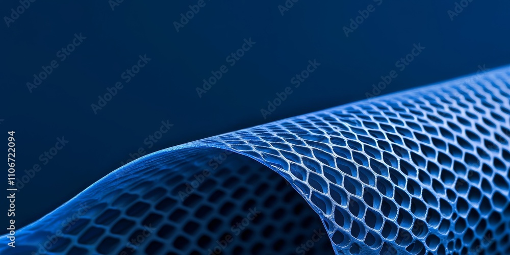 Poster fiberglass and innovation concept. abstract blue mesh with a hexagonal pattern on a dark background.