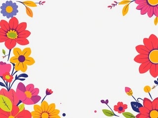 Fototapeta premium Vibrant decorative frame with floral and tribal elements for creative projects, artistic designs, greeting card, copy space, projects, greeting card