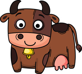illustration of cow outline character white on background vector
