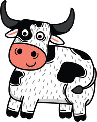 illustration of cow outline character white on background vector
