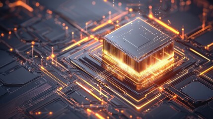 Obraz premium A red heart is on a black circuit board