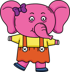 illustration of elephant character outline white on background vector