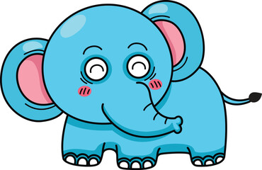illustration of elephant character outline white on background vector