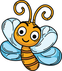 illustration of dragon fly outline character white on background vector