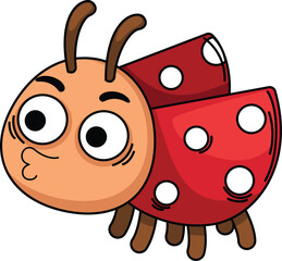 illustration of ladybug cartoon outline white on background vector