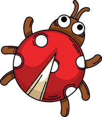 illustration of ladybug cartoon outline white on background vector
