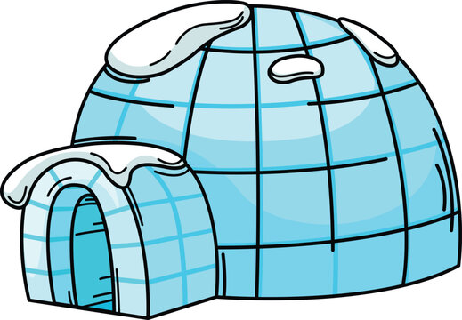 illustration of igloo outline white on background vector