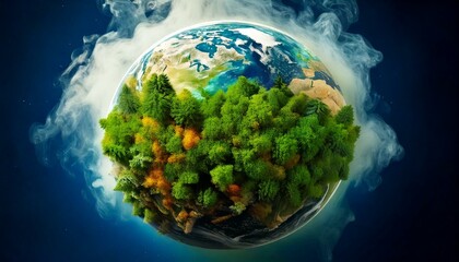 generative AI. The earth is full of smoke pollution and half of it is full of green trees. World Pollution Prevention Day