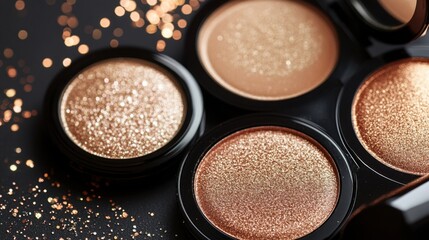 Fototapeta premium Sparkling Makeup Products in Close-Up View