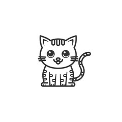 Cute Cat icon on white background. Outline Cat icon animal concept.