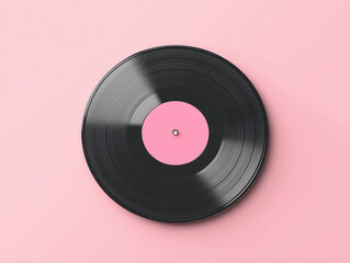 Vinyl record isolated on a pink background