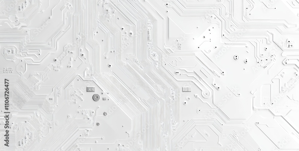 Poster seamless circuit board line vector pattern, with a white background, showcasing digital technology, 