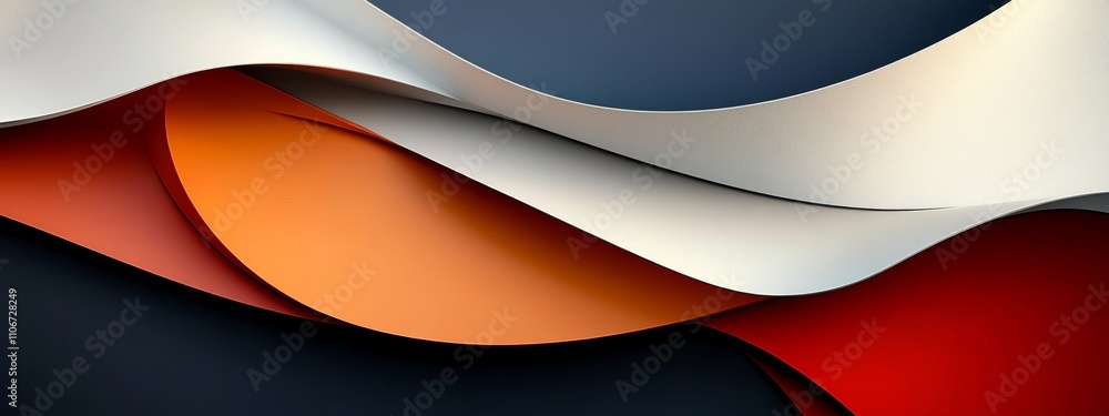 Poster Minimalist Abstract Business Background with Curved Shapes in Red and Orange