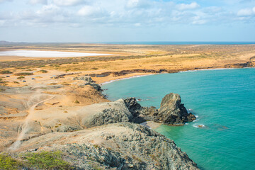 Breathtaking Coastal View of Cabo de la Vela, La Guajira, Colombia: A Serene Blend of Desert and Sea
