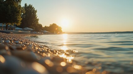 Glowing Beach Scene at Sunset