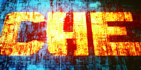 Abstract Digital Texture with Glowing Letters