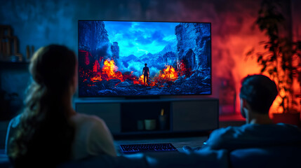 Couple watches fiery landscape drama on TV
