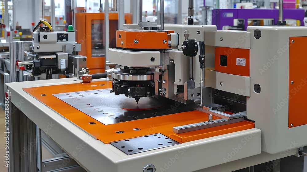 Poster automated precision manufacturing machine in operation