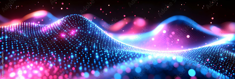 Poster abstract glowing particle wave background
