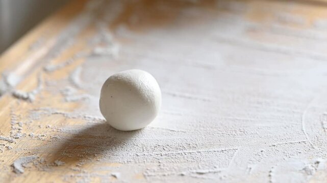 Making Tangyuan (Chinese sweet dumpling), Glutinous rice dough filling with black sesame on wooden board prepare for boiling