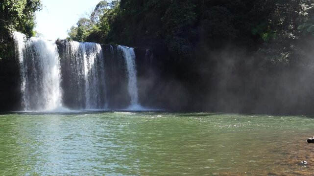 Tad Champee Waterfall cave,Tad champee (champi) the beautiful waterfall in the Pakse, Southern Laos.