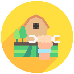Agriculture Reform rounded flat color icon. use for modern concept, print, UI, UX kit, web and app development. Vector EPS 10, related to business, green industry, eco friendly and economy .