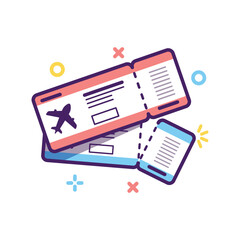 Travel Ticket  Illustration, icon, Element, Cartoon, cute vector