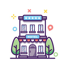  Hotel Travel Illustration, icon, Element, Cartoon, cute vector