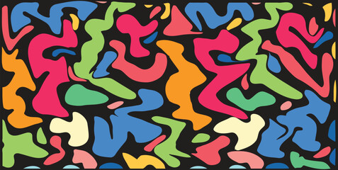 Abstract Retro Wave Pattern - Vibrant Organic Shapes Background