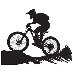 Obraz premium Simple Outline of a Mountain Biker Silhouette