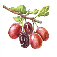 Raisin fruit watercolor clipart illustration