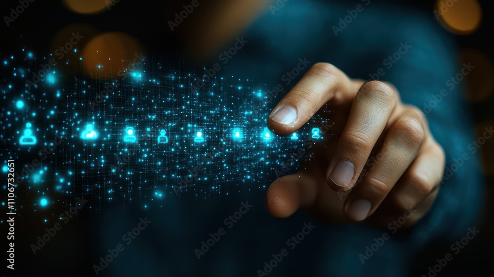 Poster fingertip precision on touchscreen display, exploring the seamless interaction of human touch and di
