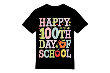 Happy 100th Day of School Colorful Celebration T-Shirt Design