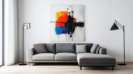 Modern Grey Sofa in Minimalist Living Room