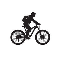 Fototapeta premium Silhouette of Mountain Bike and Rider for Travel