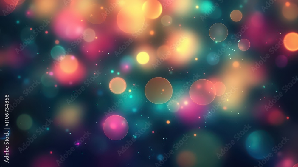 Poster abstract bokeh background with colorful blurred lights, perfect for design projects and festive visu