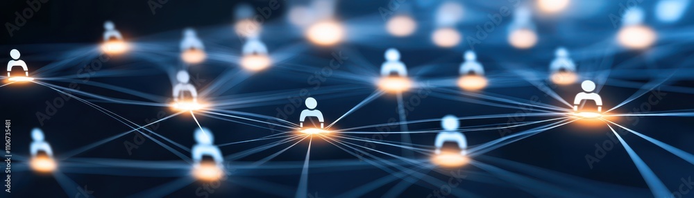 Poster luminous interconnected network of glowing lights, abstract digital art representing technology and 