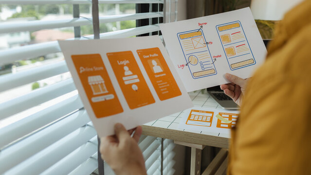 A web developer is analyzing data from his ideas to develop the structure and components of a digital product that best meets the needs of users, ux, ui, interface, experience