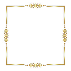Classic Gold Square Text Frame or Border Isolated on White