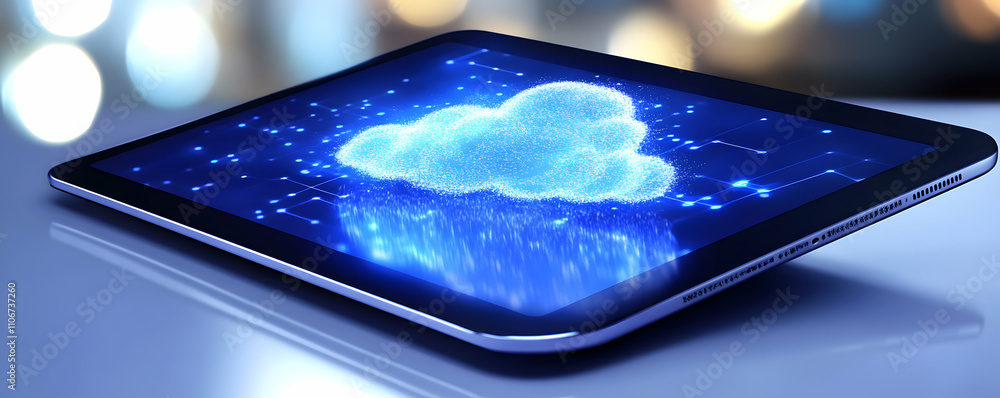 Poster digital cloud data on tablet display